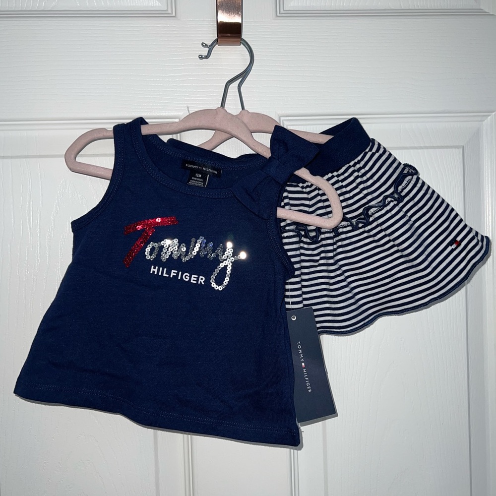 Tommy Hilfiger 2 piece shirt and skort set 12 months NWT